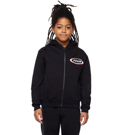 Reconstructed Circles Zip Up Hoodie Black