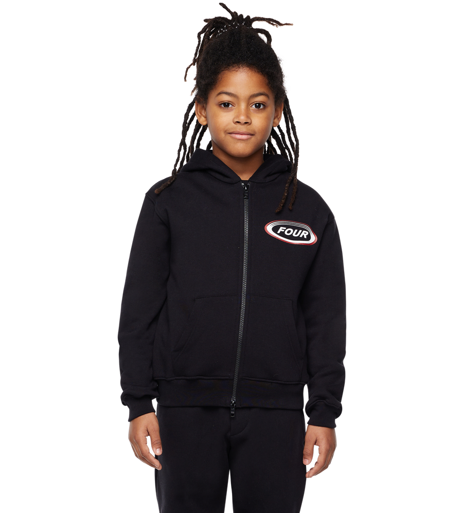 Reconstructed Circles Zip Up Hoodie Black