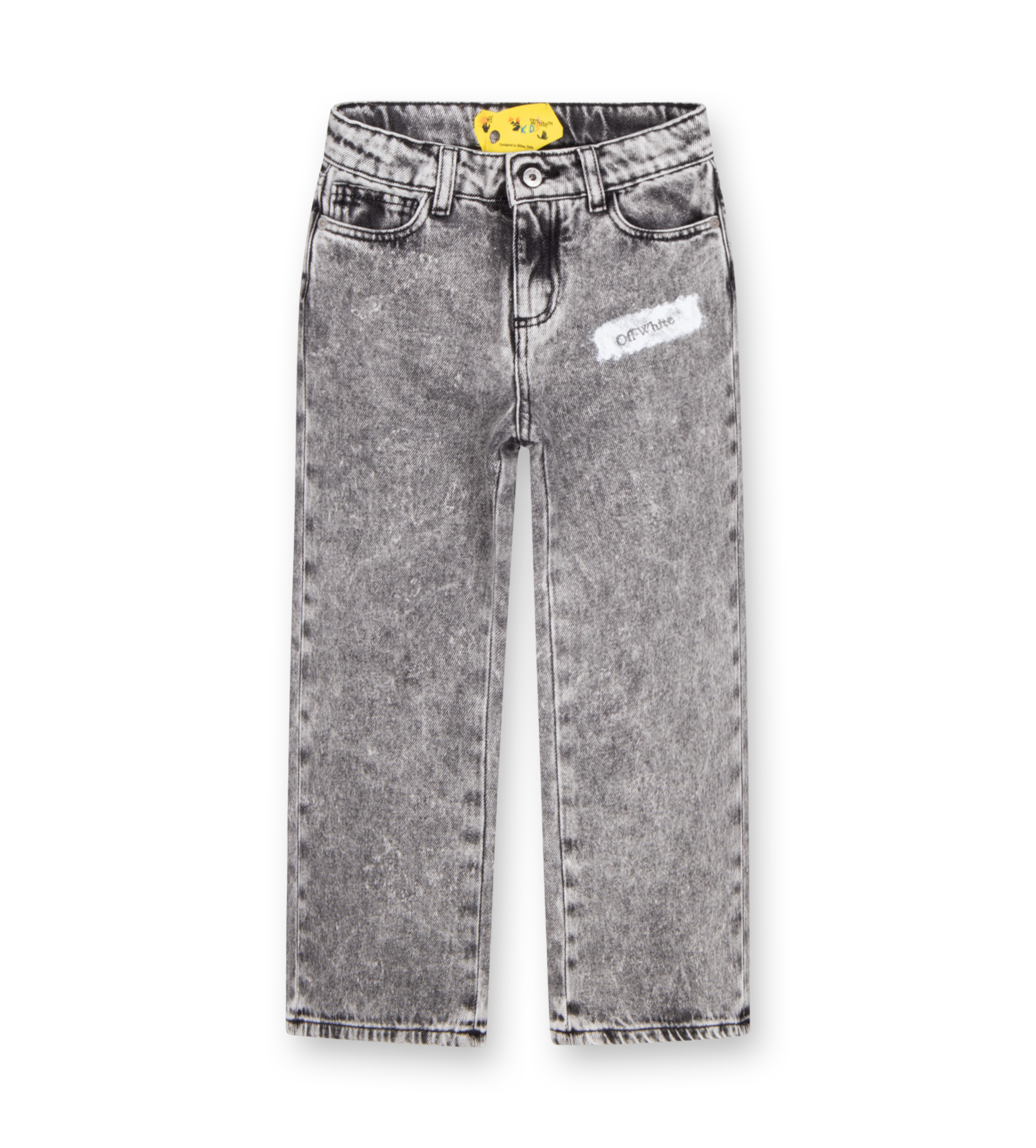 OFF-WHITE Diagonal Sponge Logo Denim Pants in Grey (Kids)