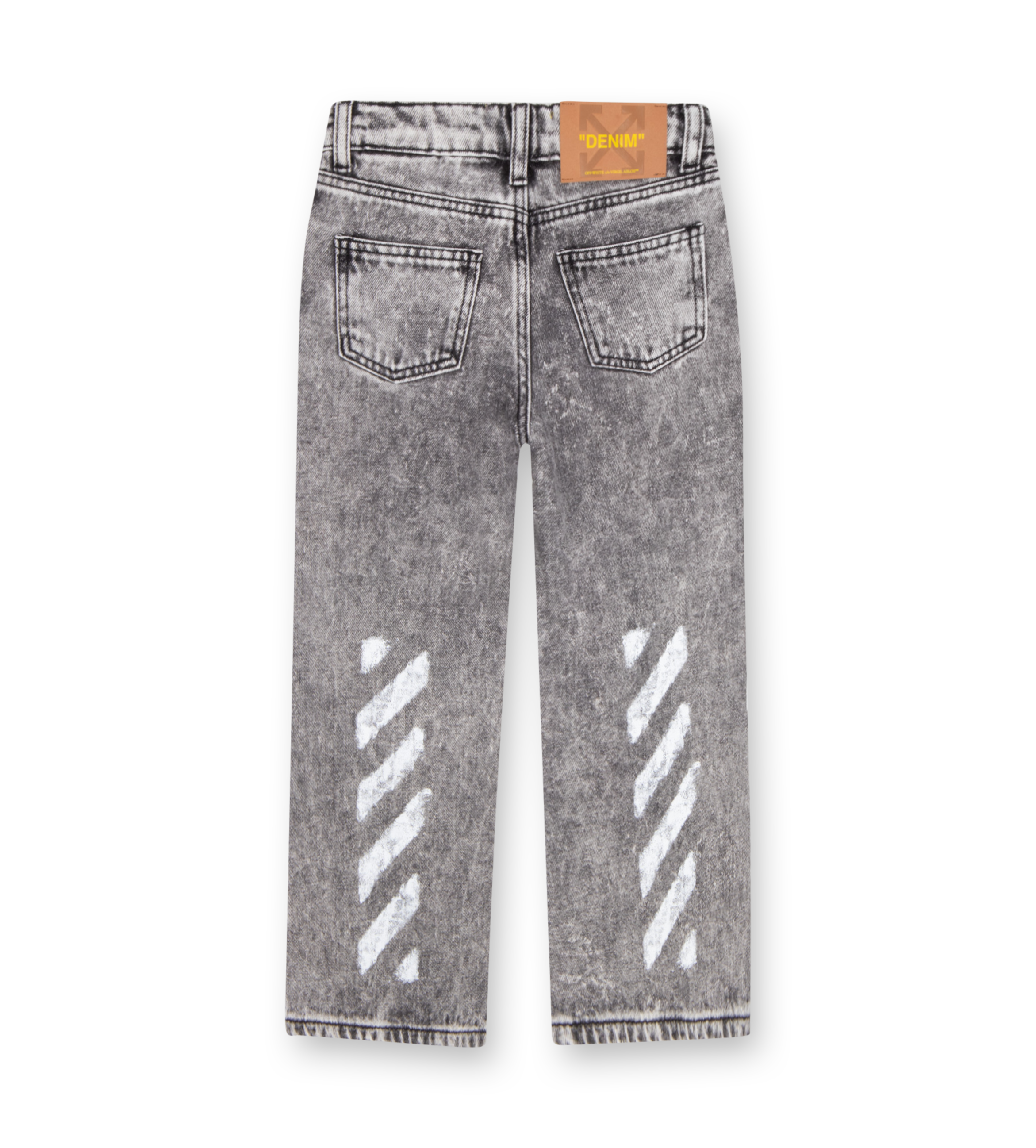 OFF-WHITE Diagonal Sponge Logo Denim Pants in Grey (Kids)