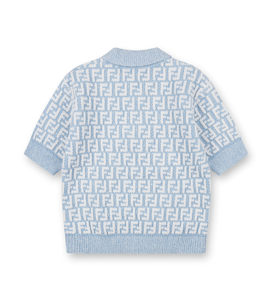 Fendi Kids Terry Polo Shirt in Light Blue