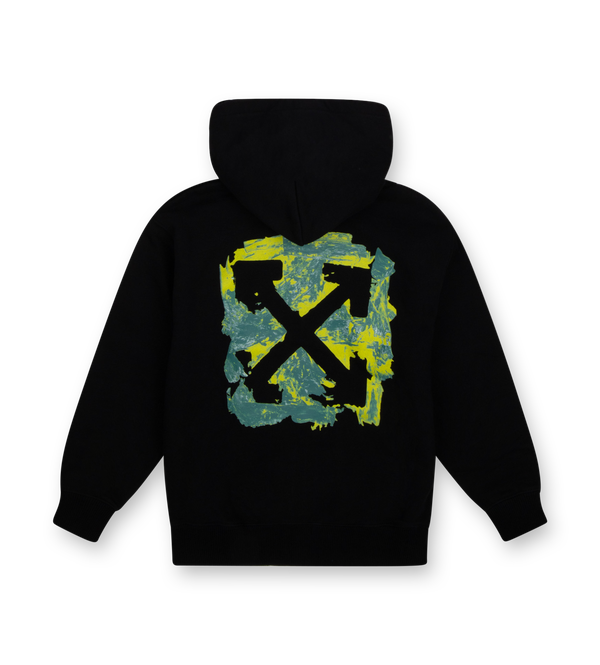 OFF-WHITE Zip-Up Graphic Hoodie in Black (Kids)