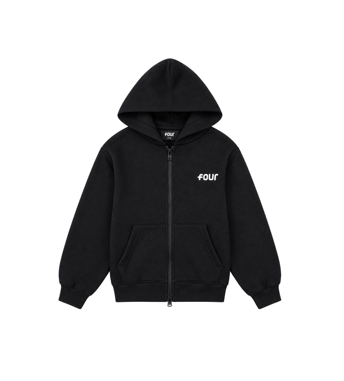 Logo Boxy Zip Up Hoodie Zwart