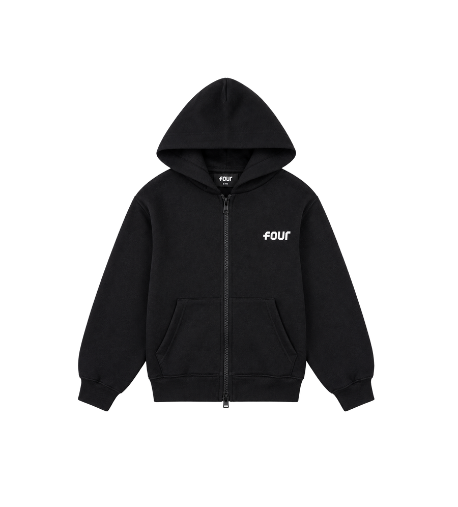 Logo Boxy Zip Up Hoodie Zwart