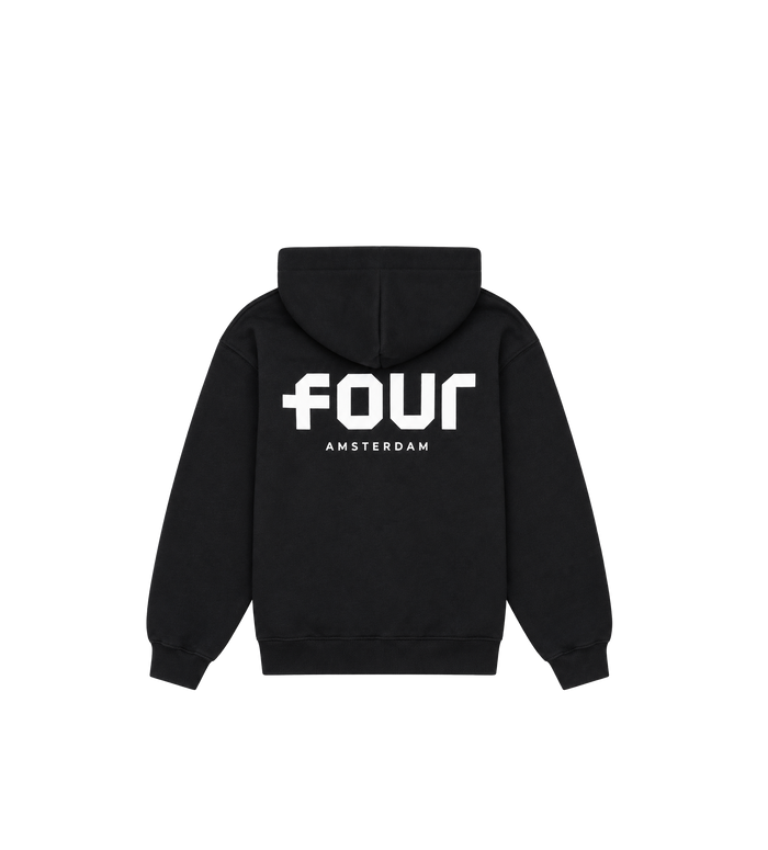 Logo Boxy Zip Up Hoodie Zwart