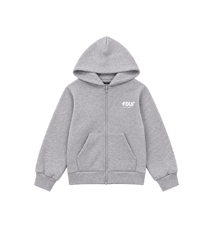 Logo Zip up Hoodie Melange Grijs