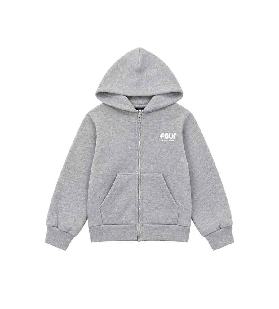 Logo Zip up Hoodie Melange Grijs
