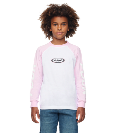 Reconstructed Raglan Longsleeve Roze/ Wit