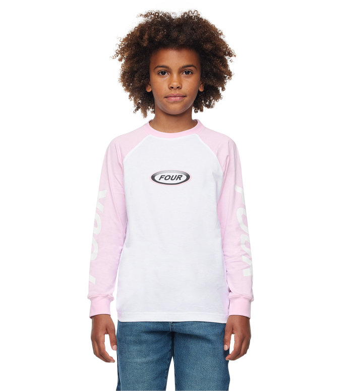 Reconstructed Raglan Longsleeve Soft Pink/ White