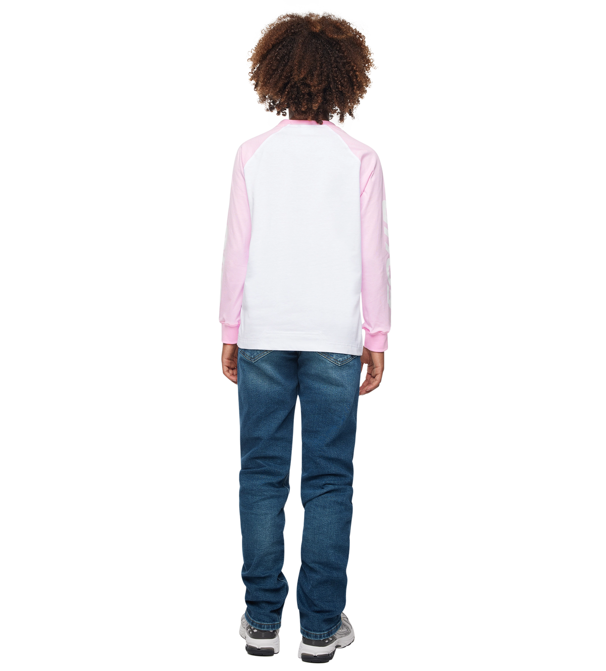 Reconstructed Raglan Longsleeve Roze/ Wit