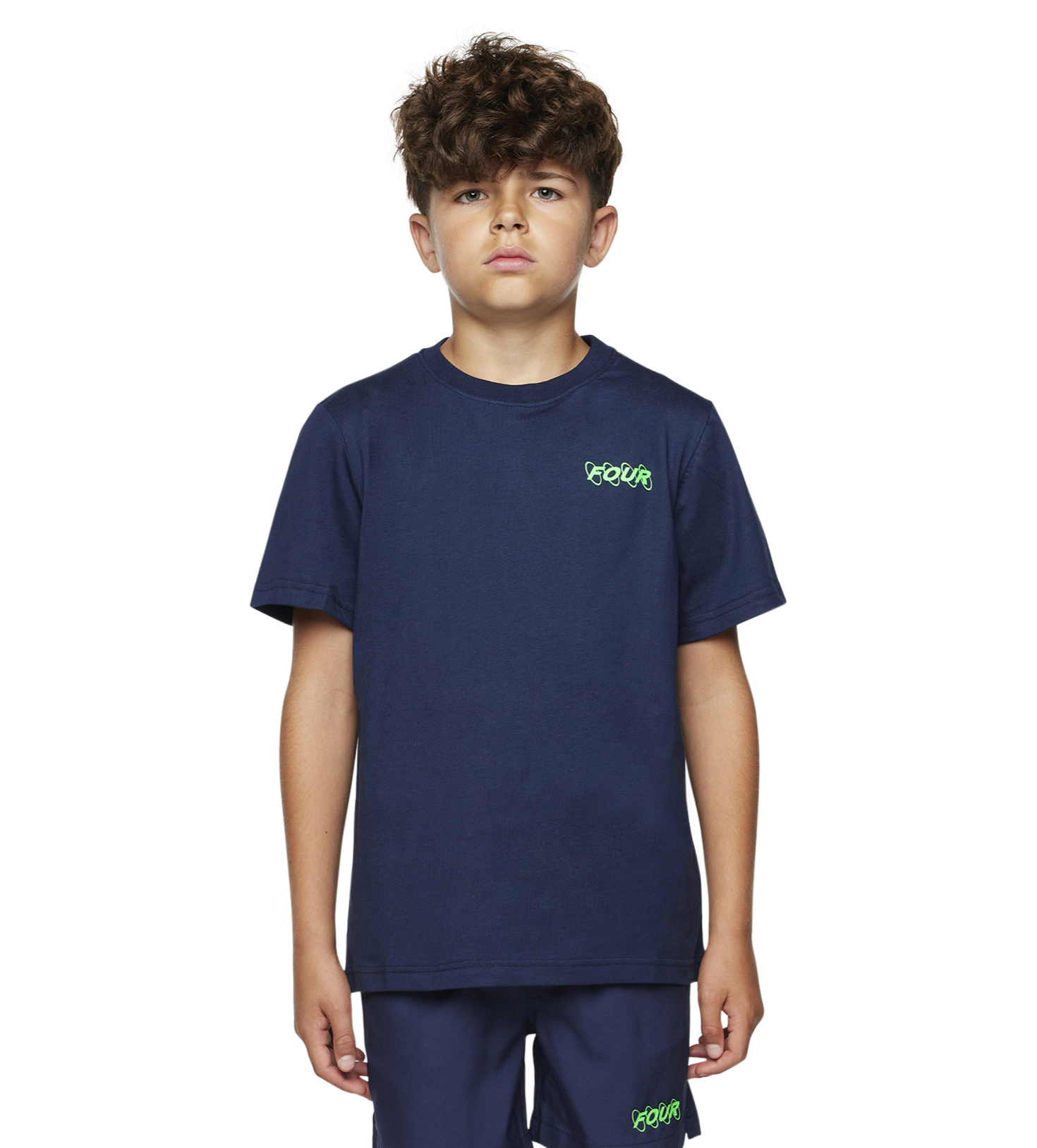 Neon Green Circles Logo T-shirt Marine Blue