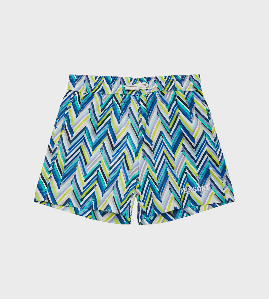 Zig-Zag Print Swim Shorts Multi