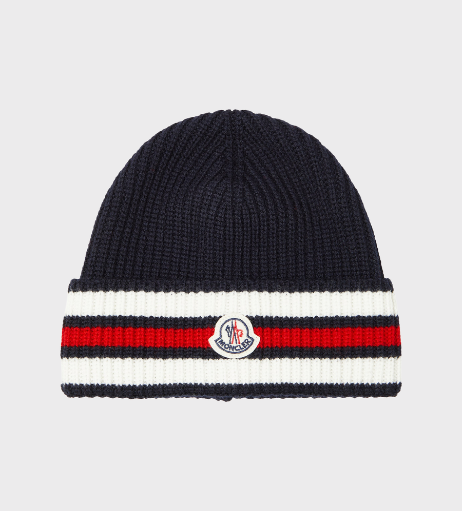 Logo-Appliqué Knitted Beanie Blue
