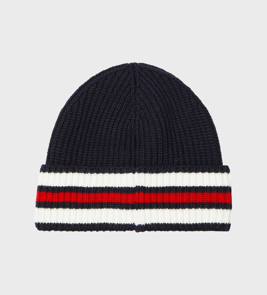 Logo-Appliqué Knitted Beanie Blue