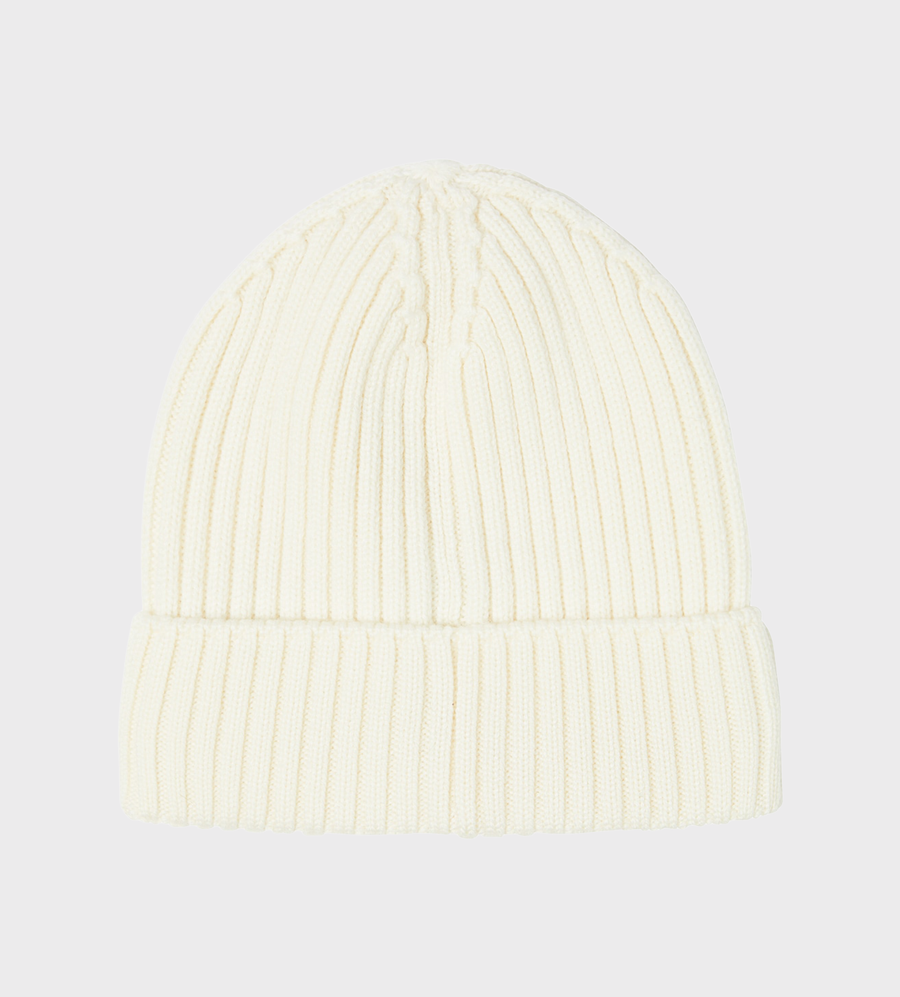 Logo-Appliqué Ribbed Beanie White