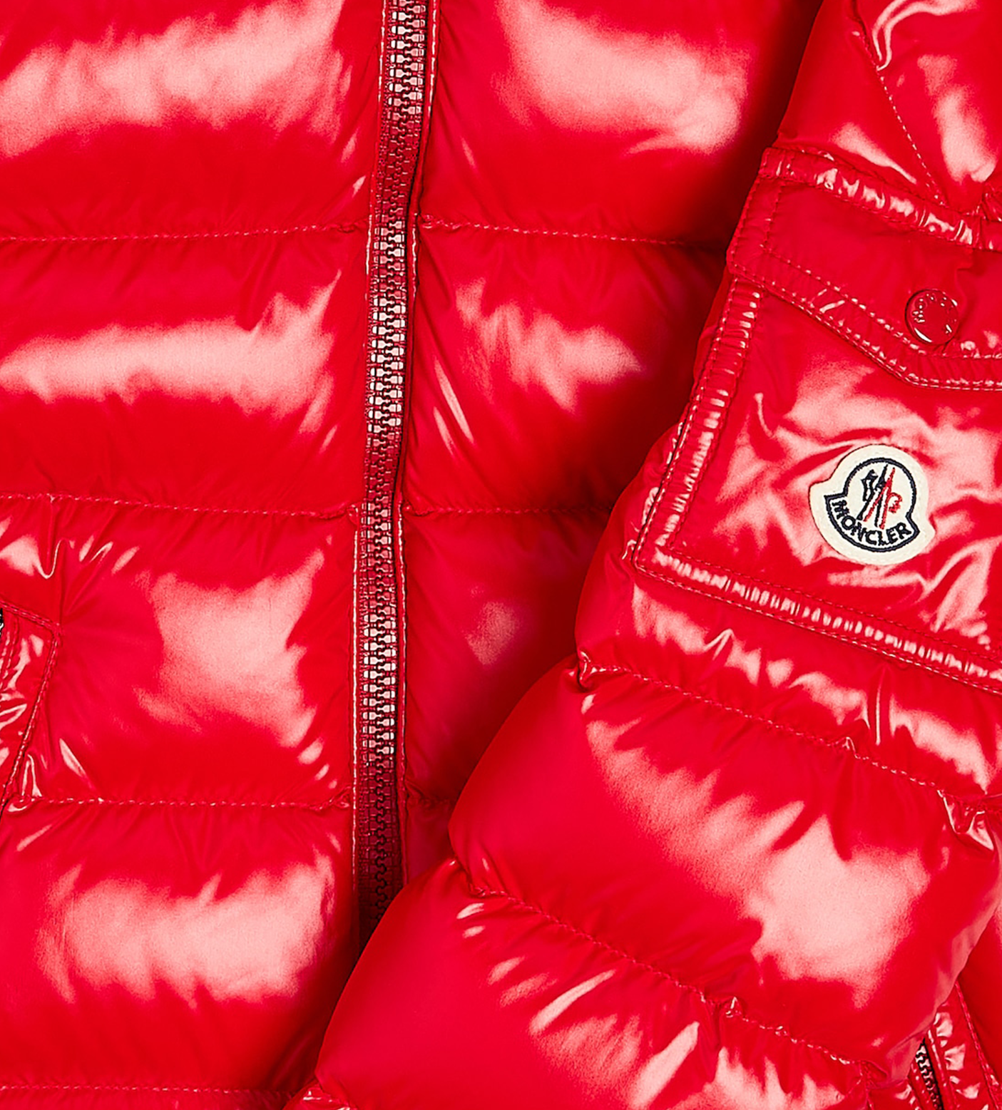 Sleeve-Patch Down Jacket Red