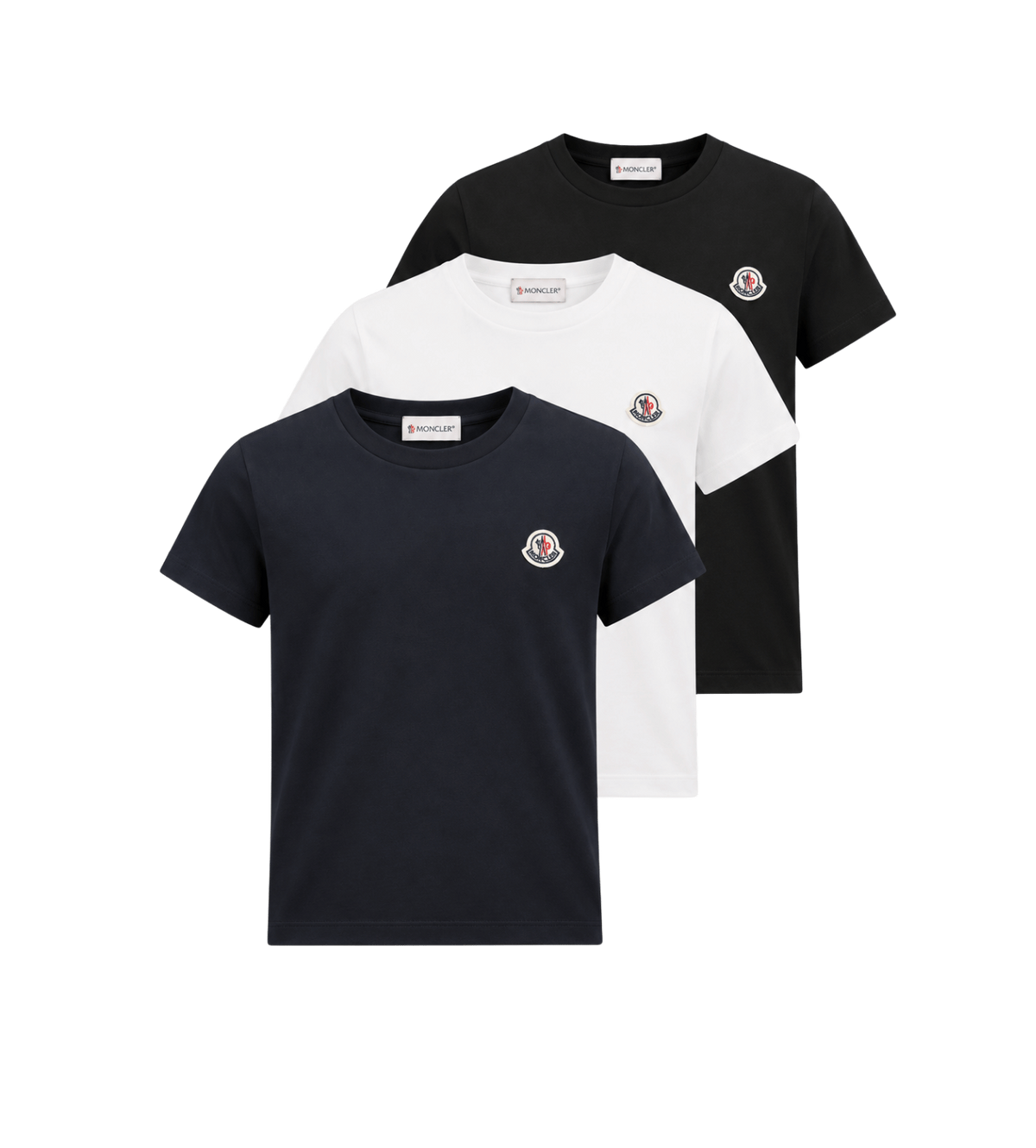 Logo Patch Cotton T-Shirt 3Pack  Blue  Black  White