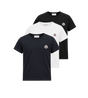 Logo Patch Cotton T-Shirt 3Pack  Blue  Black  White