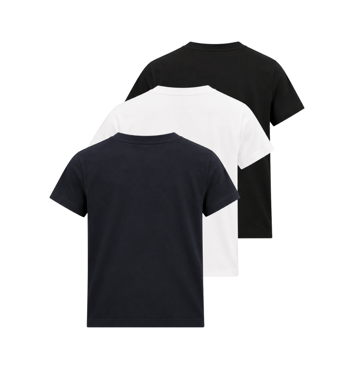 Logo Patch Cotton T-Shirt 3Pack  Blue  Black  White