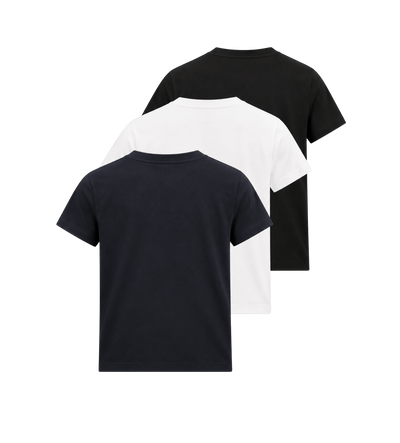 Logo Patch Cotton T-Shirt 3Pack  Blue  Black  White