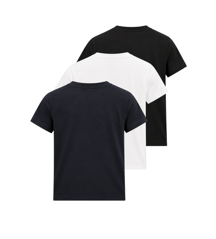 Logo Patch Cotton T-Shirt 3Pack  Blue  Black  White