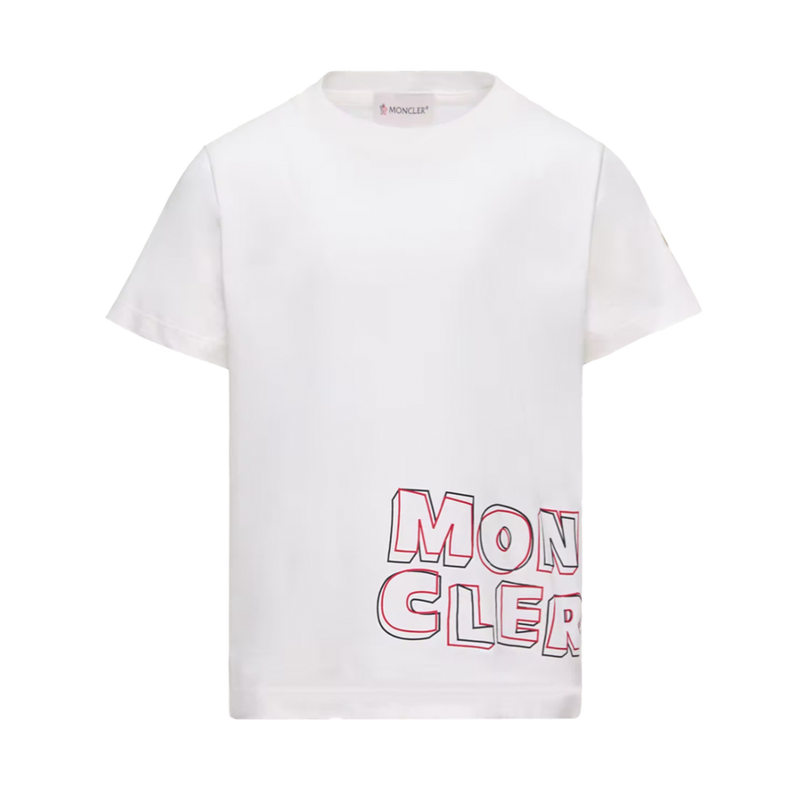 Moncler Logo Cotton T-Shirt in White (Kids)