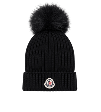 Kids Wollen Muts Met Pom Zwart