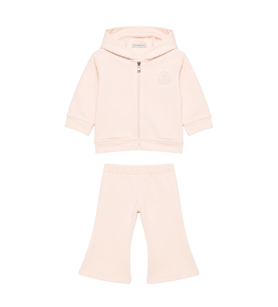 Baby Logo-Patch Hoodie Tracksuit Pale Pink