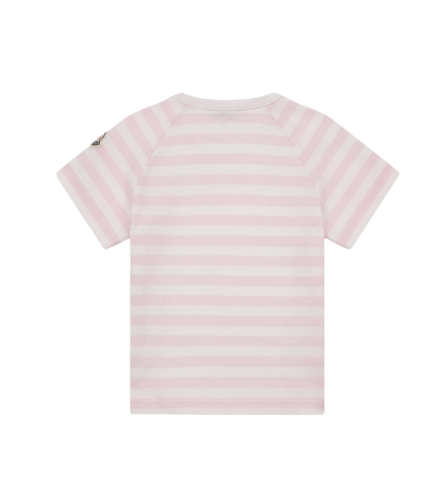 Moncler Gestreept T-shirt van katoenmix met logo in roze