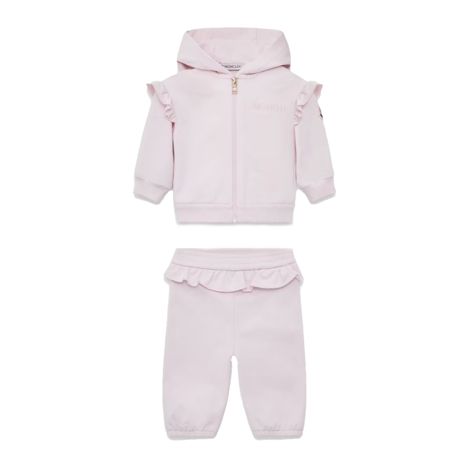 Moncler Ruffle-Trimmed Cotton Set in Light Pink (Baby)