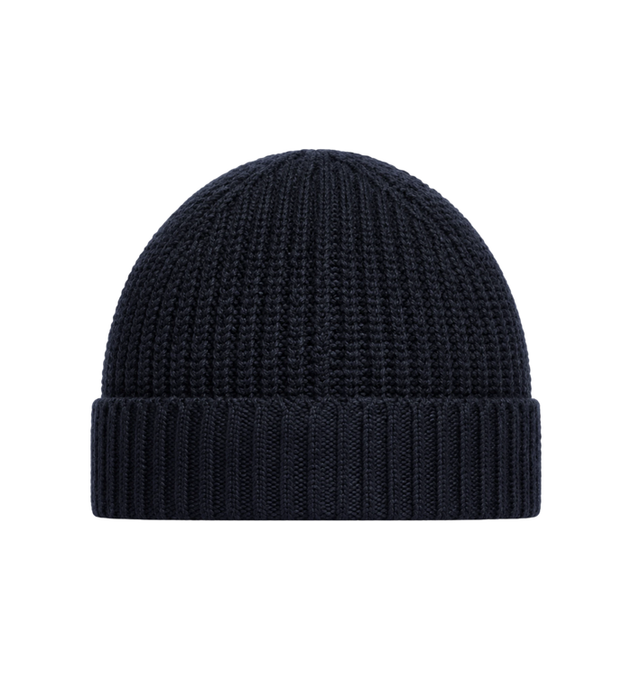 Driekleurige wollen muts, marineblauw