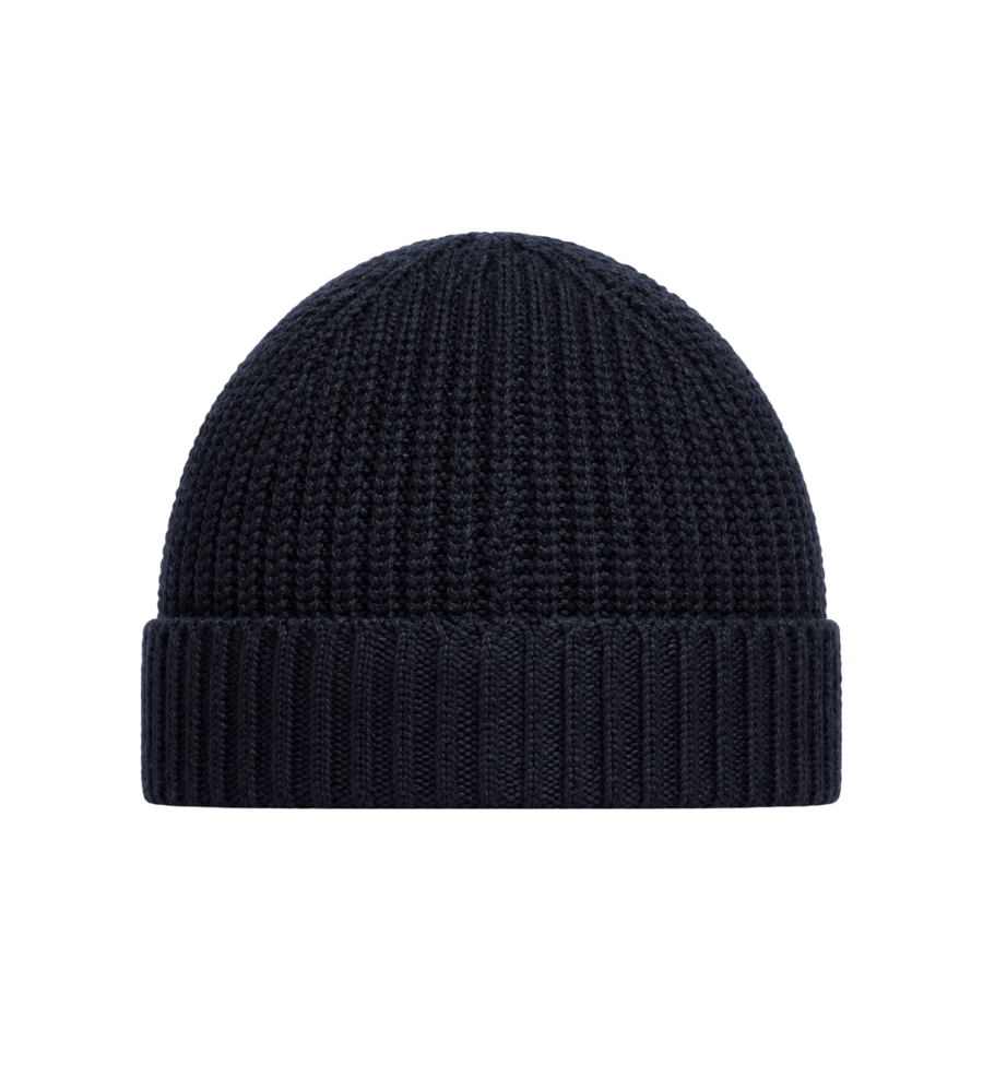 Driekleurige wollen muts, marineblauw