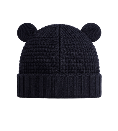 Wollen muts met teddybeeroren, marineblauw