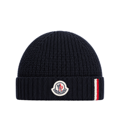 Driekleurige wollen muts, marineblauw