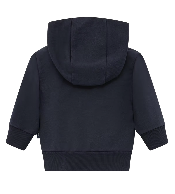 Kids Driekleurig logo katoen Zip-Uphoodie in donkerblauw