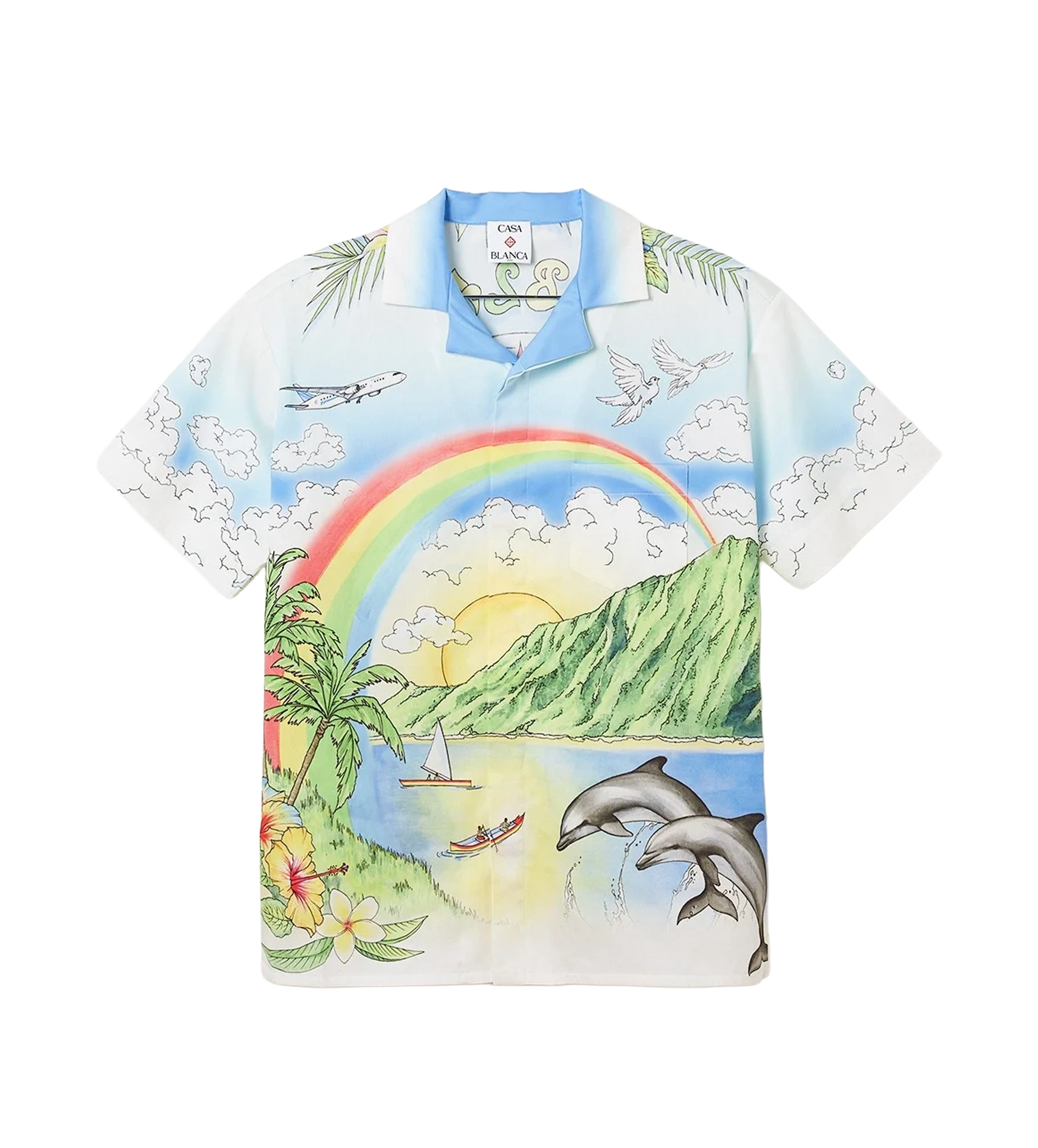 Casablanca Aloha Watercolour Rainbow Bowling Shirt in Multicolour
