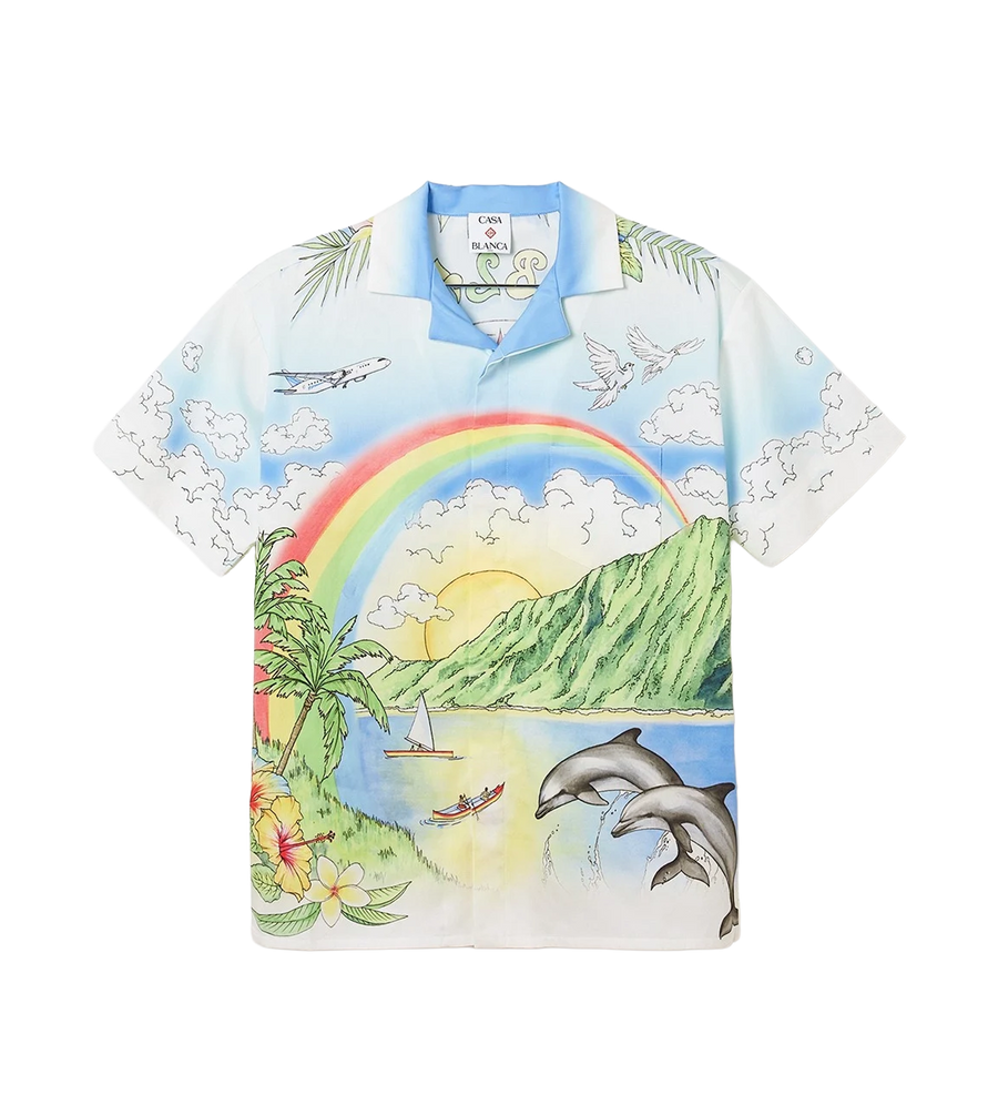 Casablanca Aloha Watercolour Rainbow Bowling Shirt in Multicolour
