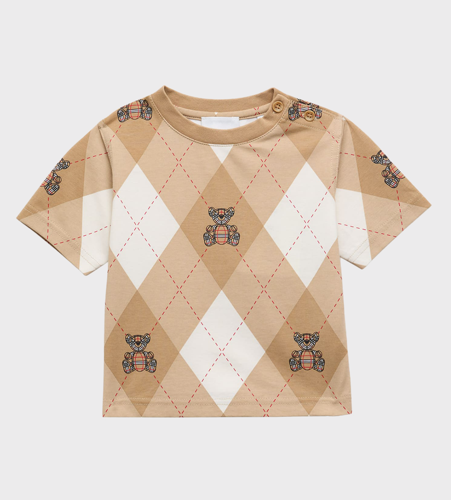 Baby Thomas Bear Argyle-Print T-shirt Beige