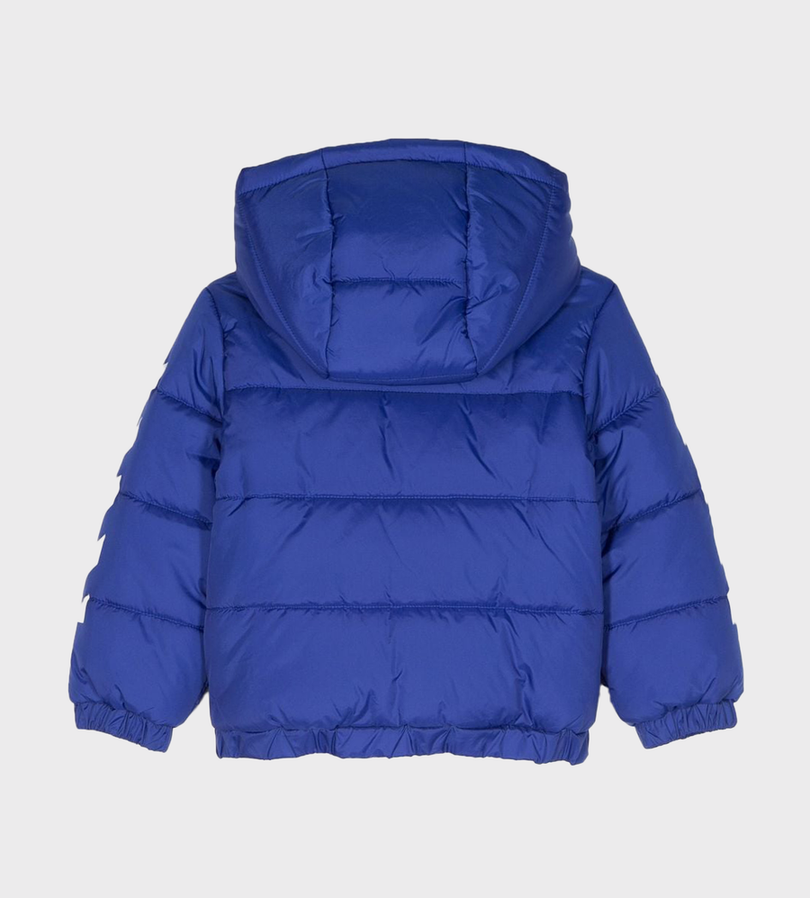 Baby Arrows-Motif Hooded Puffer Jacket Blue