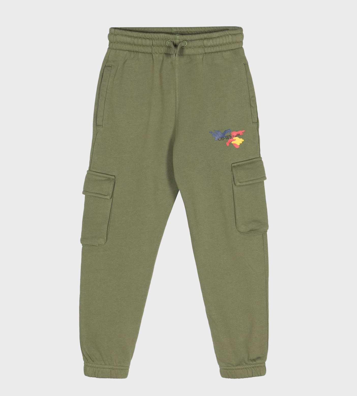 Logo-Print Drawstring Tapered Trousers Green
