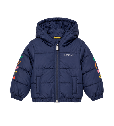 Baby Gewatteerde jas met logoprint blauw