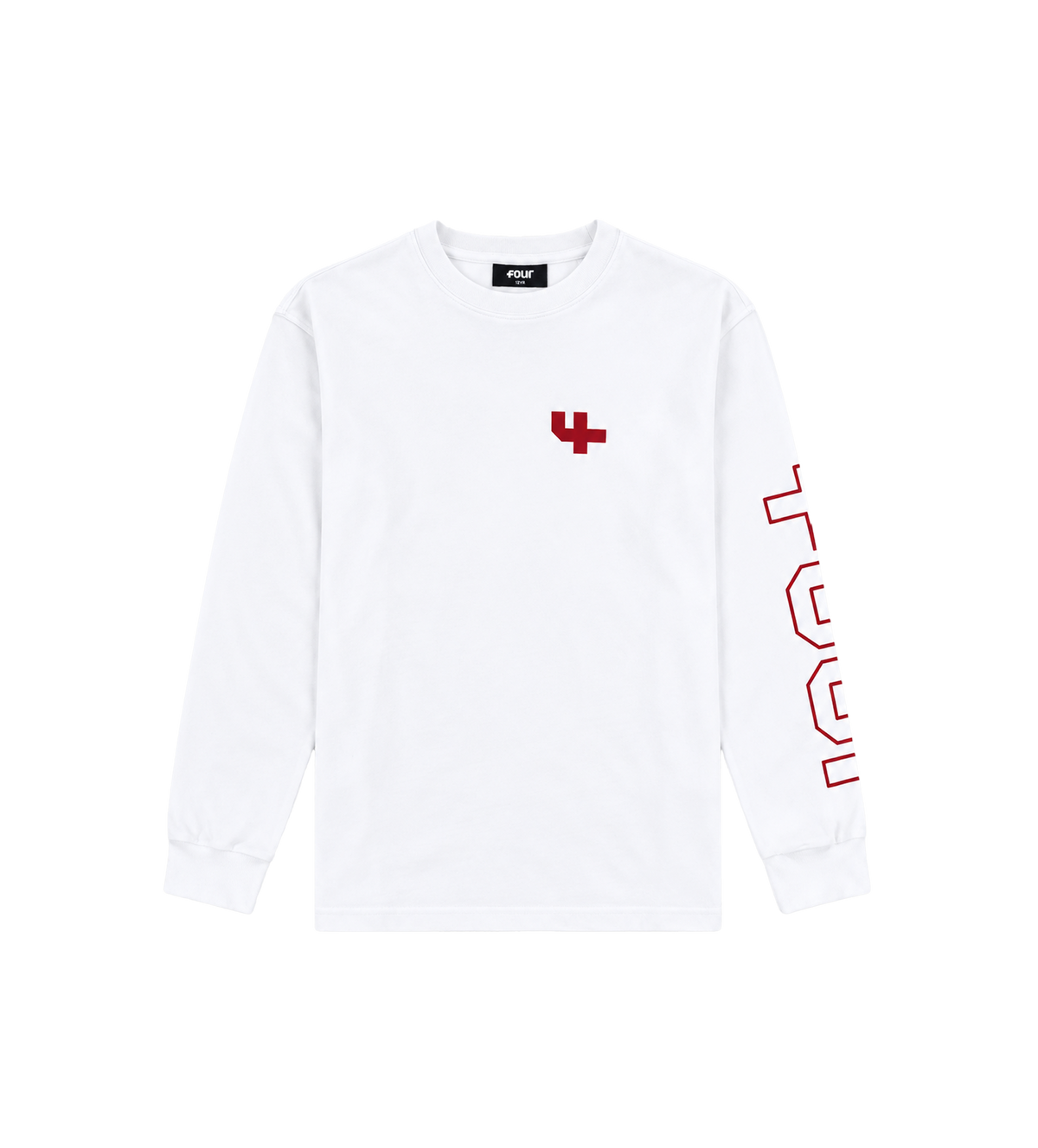 Outline Longsleeve Cuffed wit/savvy rood