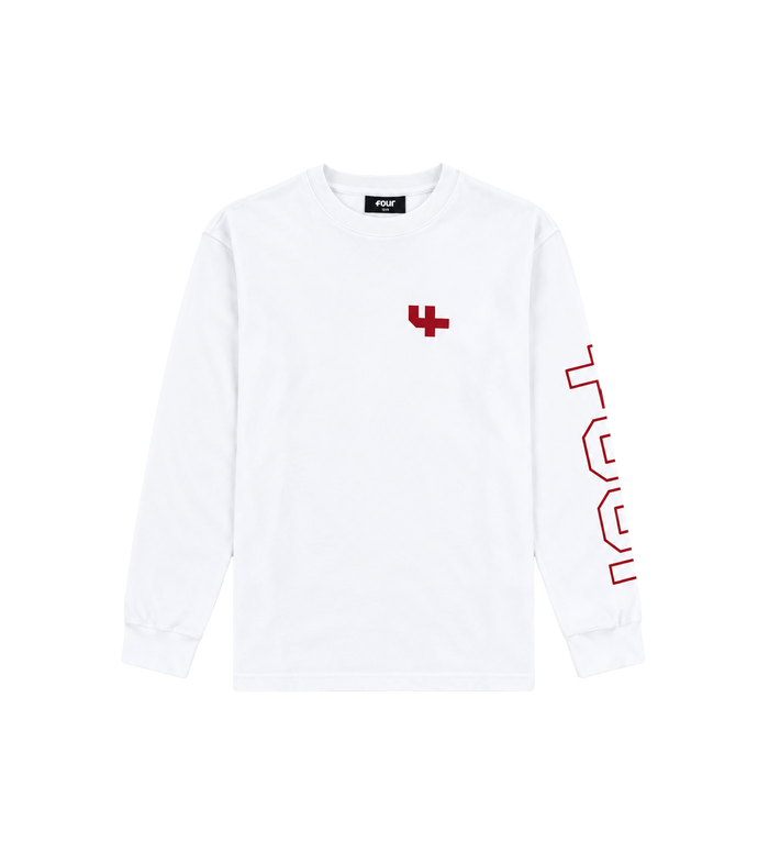 Outline Longsleeve Cuffed wit/savvy rood