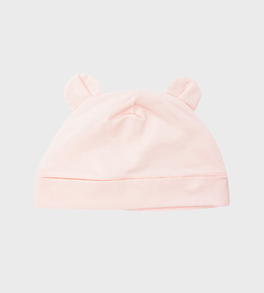 Baby Animal-Ear Logo-Print Beanie Pink