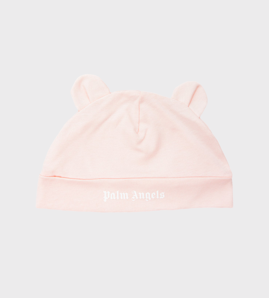 Baby Animal-Ear Logo-Print Beanie Pink
