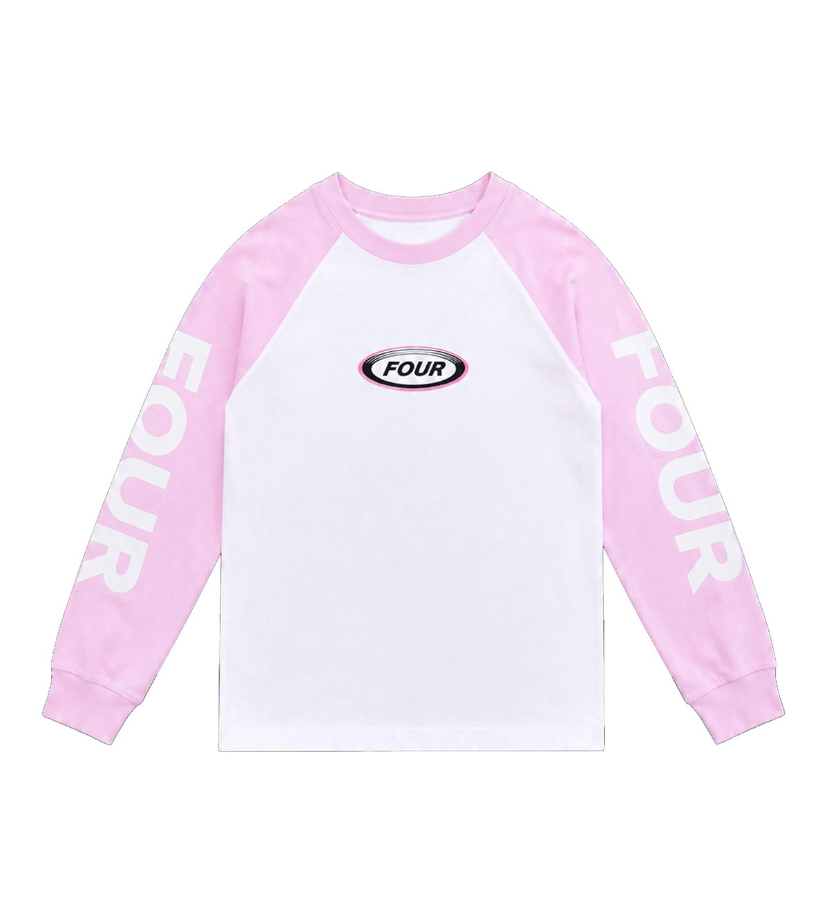 Reconstructed Raglan Longsleeve Roze/ Wit