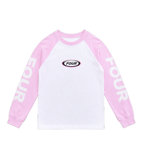 Reconstructed Raglan Longsleeve Roze/ Wit