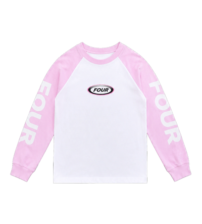 Reconstructed Raglan Longsleeve Roze/ Wit