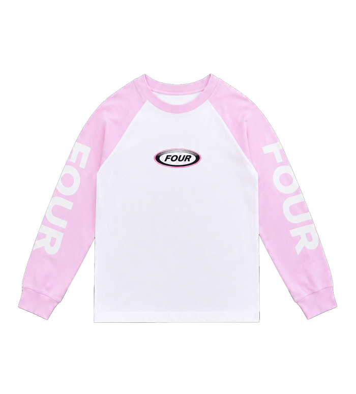 Reconstructed Raglan Longsleeve Soft Pink/ White