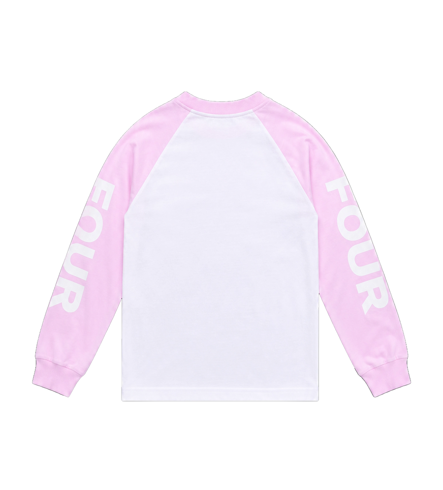 Reconstructed Raglan Longsleeve Soft Pink/ White